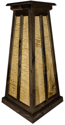 Black Walnut & Tiger Maple Flat Panel Pyramid Pedestal