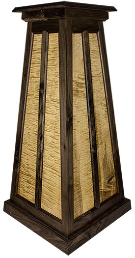 Black Walnut & Tiger Maple Flat Panel Pyramid Pedestal